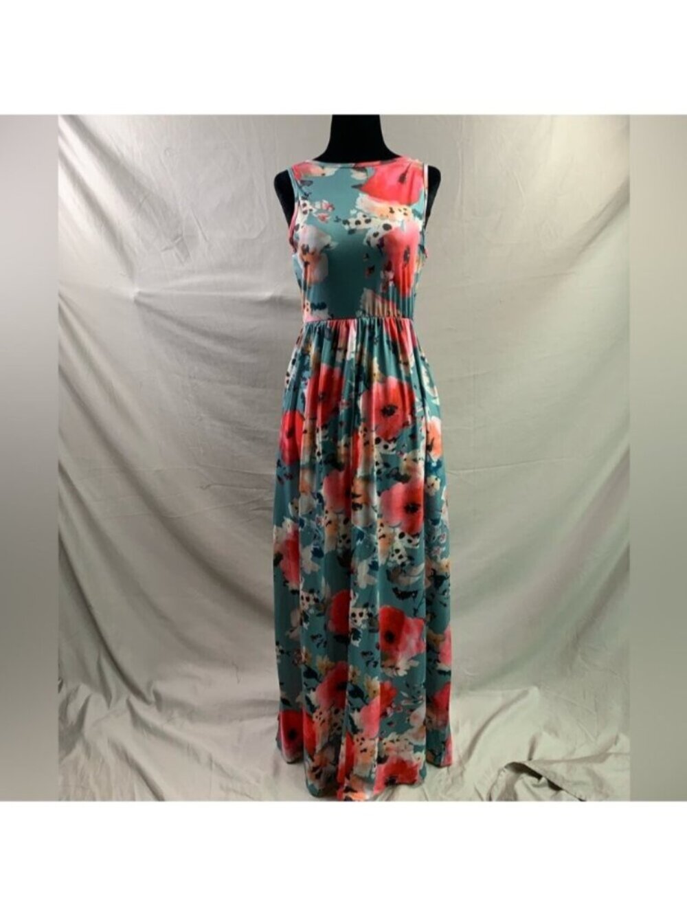 Blue Boho Floral Print Hidden Pocket Dress - Picture 7 of 9